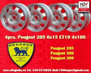 4 Cerchi Peugeot 205 306 309 Design 6x15 ET19 Wheels Felgen Llantas Jantes - Imagen 1 de 12