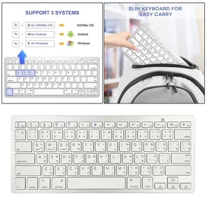 Portable Slim Thai 78 Keys Wireless Bluetooth Keyboard for iPad Compact - Picture 1 of 7