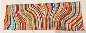 Beaded Table Runner Abstract Rainbow Pink Blue 36" Global Fusion India New NWT - Picture 1 of 6