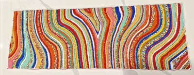 Beaded Table Runner Abstract Rainbow Pink Blue 36" Global Fusion India New NWT - Image 1 of 4