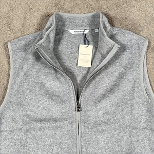 Chaleco polar Peter Millar Crown Flex para hombre grande gris lana merino cremallera completa nuevo con etiquetas $495 - Imagen 1 de 11