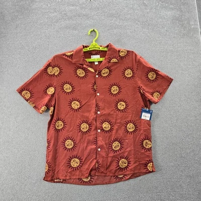 Camisa Arizona Jean Co Hombres Abotonada M Naranja Estampado Gráfico Rostros de Sol Nueva con Etiquetas Foto 1 de 4