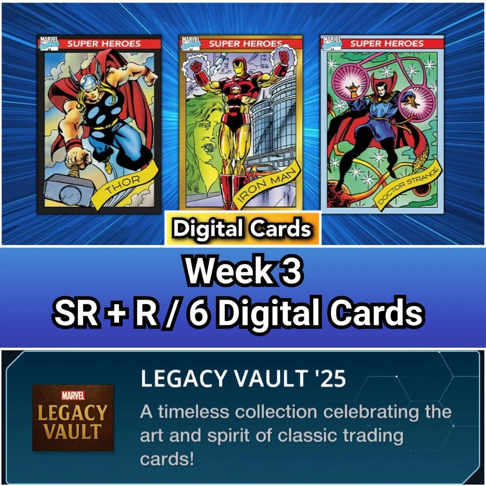 Topps Marvel Collect Legacy Vault 25 Week 3 SR+Rare 6 Cards - Image 1 of 1