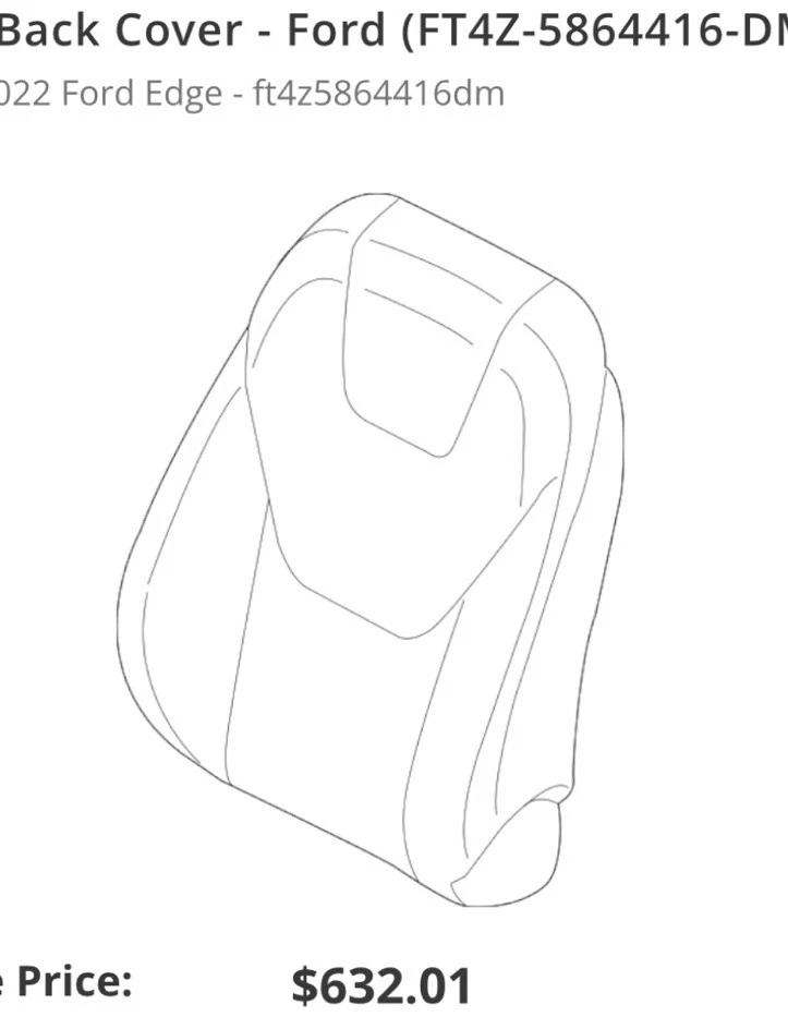 Seat Back Cover - Ford (FT4Z-5864416-DM)2019-2022 Ford Edge - Изображение 1 из 1
