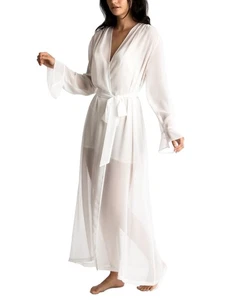 Linea Donatella Chiffon Keepsake Wrap Robe White S - Picture 1 of 4