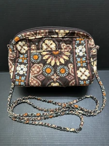 Vera Bradley Crossbody Woven Chain Small Mini Cotton Purse Floral Canyon Brown - Picture 1 of 4