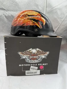 Harley Davidson Helmet Size Medium with Bag Eagle & flames helmet - Picture 1 of 6