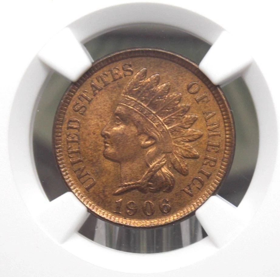 1906 Indian Head Cent 1c NGC MS65 RB #018 Gem BU Unc Red Brown ECC&C, Inc. - Image 1 of 4