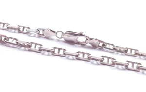 Collar Italiano Cadena Ancla Mariner Eslabón Plata de Ley 925 - Imagen 1 de 7