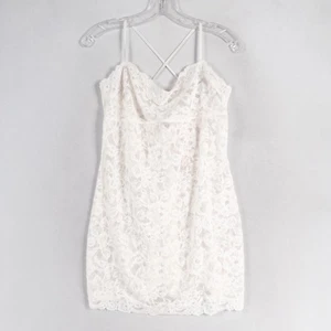 Victoria's Secret Lace Mini Dress Ivory Cami Cross Back Lingerie Large - Picture 1 of 8