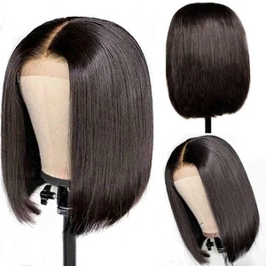 12 Zoll mittellange Spitze mit langen glatten Haaren Frau Perücke kleberlos Echthaar - Bild 1 von 2
