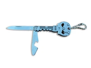 Coltello portachiavi teschio lama 1,8 pollici con apribottiglie finitura lucida dalla Spagna - Foto 1 di 11