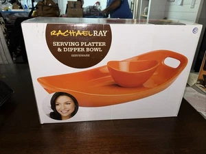Rachael Ray Orange Serving Platter & Dipper Bowl Serveware in new in Box - Picture 1 of 4