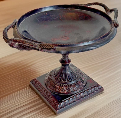 Doble mango de serpiente pedestal de metal pesado compota baratija cuenco - precioso Foto 1 de 4