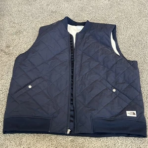 Men’s North Face Cuchillo Sherpa Lined Quilted Vest Jacket Size 2XL Navy - Picture 1 of 5