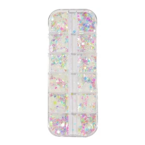 12 Grids Nail Art Sequins Nail Art Glitters for Girls Colorful-Spangles - Picture 1 of 8