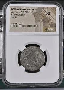 217-218 n. Chr. Römische Provinz BI Tetradrachme NGC XF Macrinus - Bild 1 von 2
