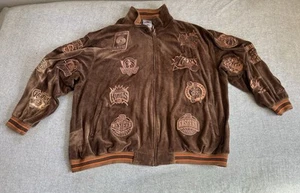Vintage 90s UNIQUE SPORTS NBA Basketball Teams Logo Patch Velour Jacket SZ 5XL - Picture 1 of 24