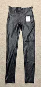 Spanx Black Pleather Faux Leather Leggings Size Medium NWT - Picture 1 of 9