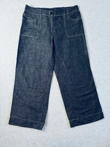 Talbots dunkle Waschung leichte Leinenmischung Jeansoptik Hose Pants 10 weites Bein - Bild 1 von 12