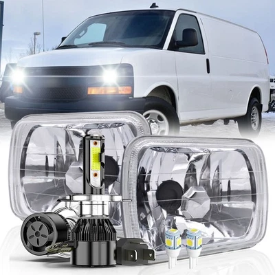 Pair 5x7" 7x6" LED Headlights Hi/Lo For Chevy Express 1500 2500 3500 Cargo Van Foto 1 de 4