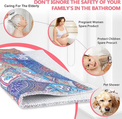 MORROWCAMP Loofah Shower Mat, Bath Mat Non Slip, anti Mould Shower Mats for inside Shower,
