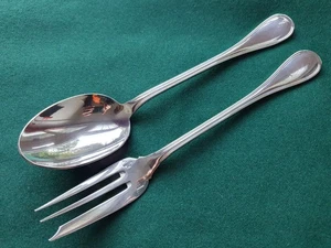 CHRISTOFLE ALBI Serving Spoon and Fork Silver Plated Cutlery France - Picture 1 of 4