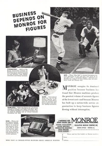 1938 Monroe Calculating Machines: Louisville Slugger Vintage Print Ad - Picture 1 of 1
