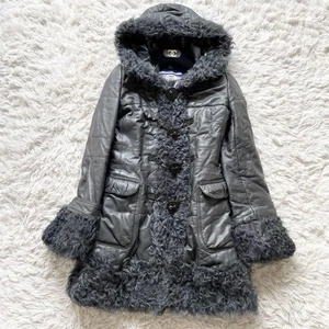 Burberry Blue Label Lamb Leather Coat, Long, Lamb Fur, Size 38, From Japan - Picture 1 of 24