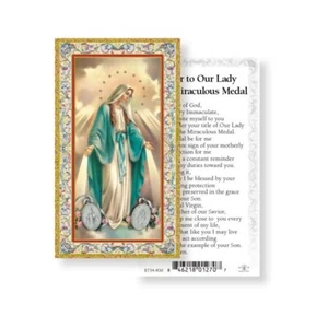 Prayer to Our Lady of the Miraculous Medal - gold trim- Paperstock Holy Card - Picture 1 of 1
