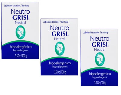 NEUTRO GRISI Grisi Neutral Soap, Cleansing and Hypoallergenic Soap, 3.5 Oz - 3 Pack