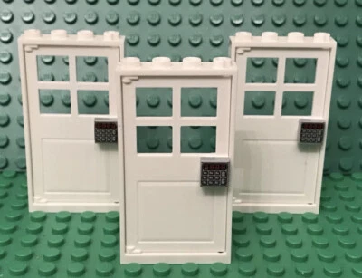 Lego 3 City Town White Door With 1x4x6 Frame With Smart Key Lock Keypad Tile - Image 1 of 3