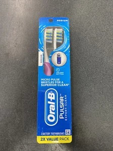 NEU Oral-B Pulsar Expert Clean Medium batteriebetrieben 2er Pack Zahnbürsten - Bild 1 von 2