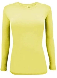 Natural Uniforms Women's Under Scrub Tee Crew Neck Long Sleeve, Yellow - XL - Picture 1 of 4