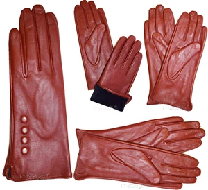 Leather gloves. Woman's Size (L) Red Leather Red winter Gloves. Dress Gloves BN - Picture 1 of 11