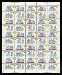 Canada - Scott 744-747 - Full Plate Sheet of 50 Stamps - Sailing Vessels - 1977 - Picture 1 of 1