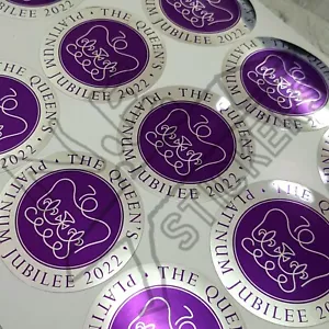 Dazzling SILVER Queen's Platinum Jubilee Logo Stickers for Street Party Souvenir - Picture 1 of 5
