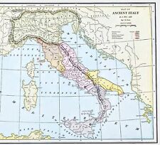 1896 Ancient Italy Map Sicily BC 800-222 Cisalpine Gaul Etruria Greek Settlement