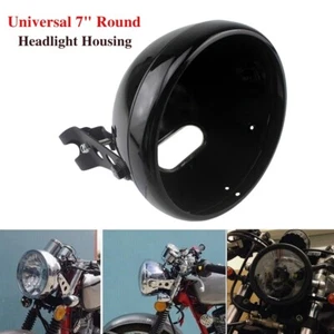 Black 7inch Motorcycle Bike LED Headlight Headlamp Mount Housing Bucket Bracket - Picture 1 of 10