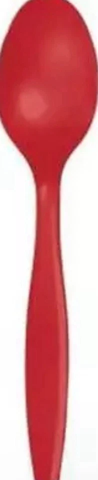 Red Heavy Duty Plastic Spoons 24 Per Pack Tableware Decorations Party Supplies - Image 1 of 1