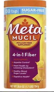 Metamucil Tägliche Ballaststoffergänzung, Orange Zuckerfrei GROSSE 130 Dosen Packung - Bild 1 von 5