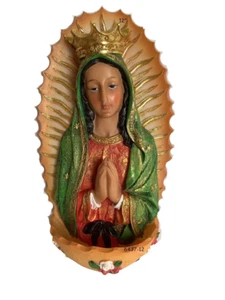 Our Lady Guadalupe Holy Water Font 12" Resin Virgen De Guadalupe Agua Bendita - Picture 1 of 2