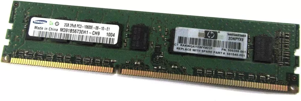 4GB (2GB x 2) Samsung DDR3 1333 PC3-10600 2Rx8 ECC - Image 1 of 1