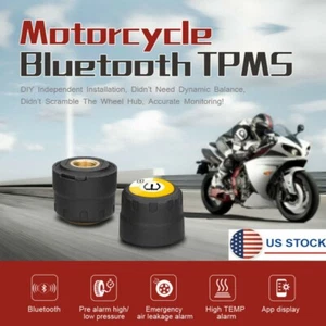 Fit for Motorcycle TPMS BT 5.0 Tire Pressure Monitor System 2 External Sensor - Picture 1 of 13