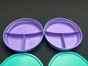 Tupperware 2 cuencos y tapas divididos - Recalentables para microondas 2552 tazón 2541 tapa - Imagen 1 de 6