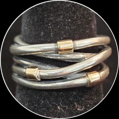 Authentic Pandora 925 ALE 56 14k Sterling Silver Ring Sz. 7.5 - Image 1 of 4