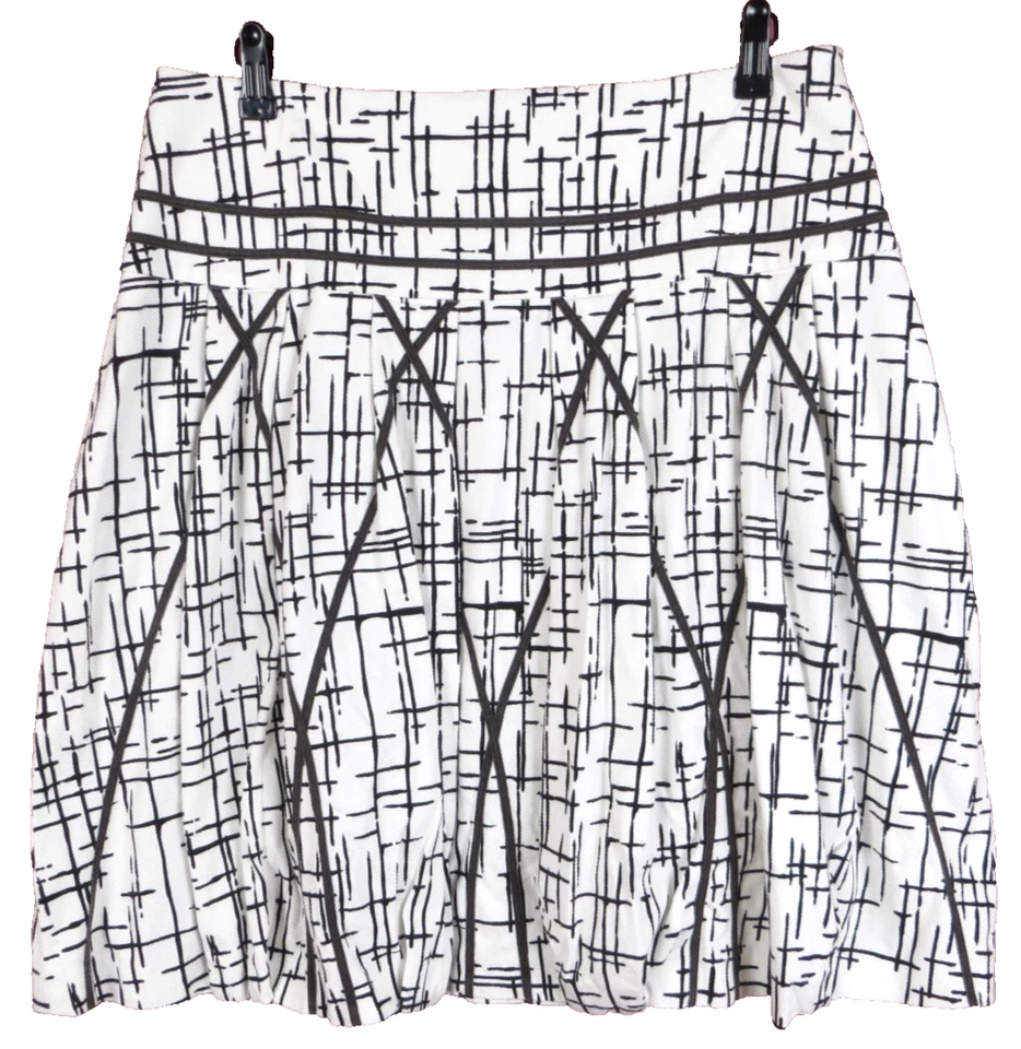 SK13216- NEW GRACE ELEMENTS Mujer Algodón Plisado Falda Geométrica Blanca Talla 12 Foto 1 de 4