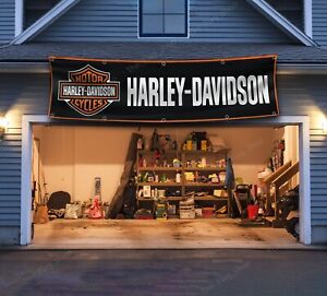 Harley Davidson Motorcycle 2x8 ft Garden Flag Mount Man Cave Banner Garage Sign