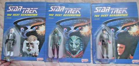 Star Trek Next Generation Lot of (3) NEW SEALED Selay, Q, Antican By Galoob Cover