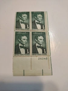 US #1113 PLATTE 4er Block, 1¢.  ABRAHAM LINCOLN  - Bild 1 von 2